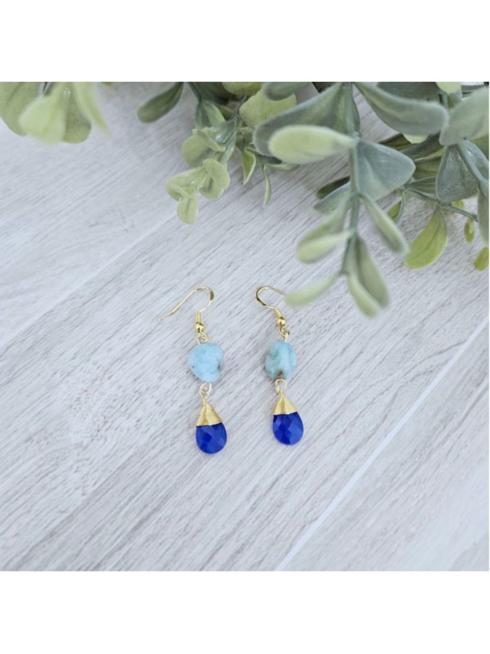 Artisan Blue Chalcedony Larimar Sterling Dangle Earrings